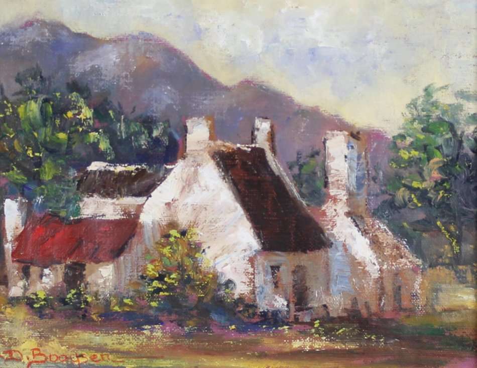 D Booysen - Cape Dutch scene - A beautiful oil painting!! Bid now!