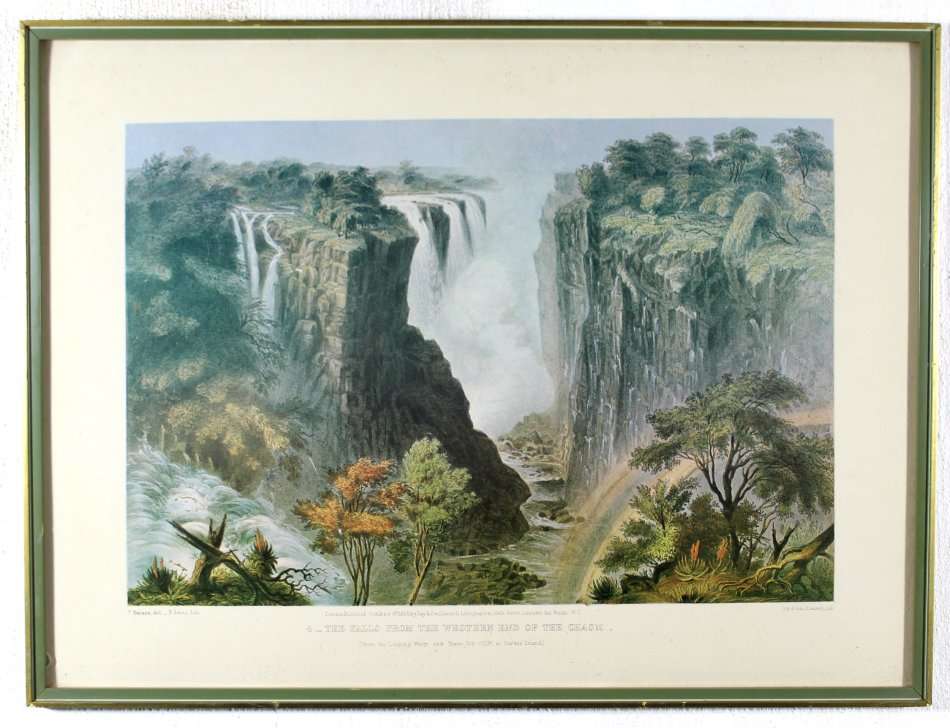 Thomas Baines - Victoria Falls - Western end of the chasm -  A beautiful print! Bid now!