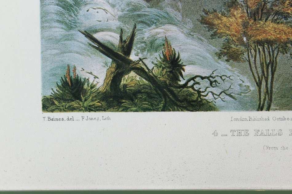 Thomas Baines - Victoria Falls - Western end of the chasm -  A beautiful print! Bid now!