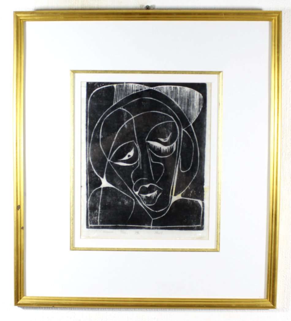 Isaac Nkoana - Poet - Woodcut - A beautiful work!! Bid now!!