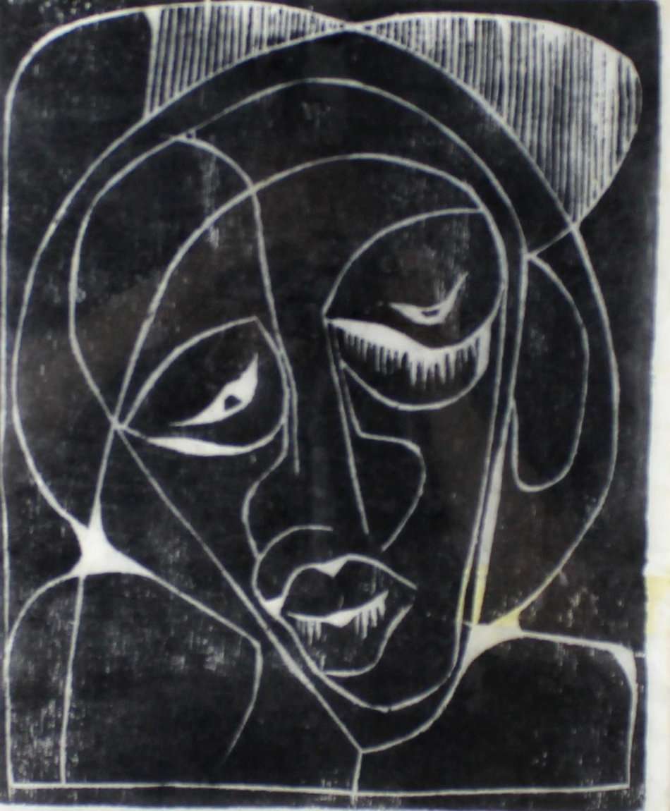 Isaac Nkoana - Poet - Woodcut - A beautiful work!! Bid now!!