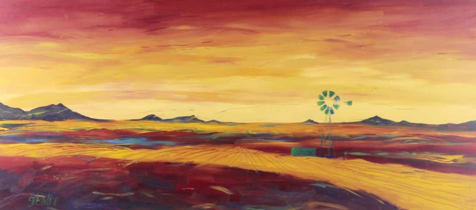 Glendine - Windmill in a landscape - Stunning - Large 99cm x 43cm Bid now!!