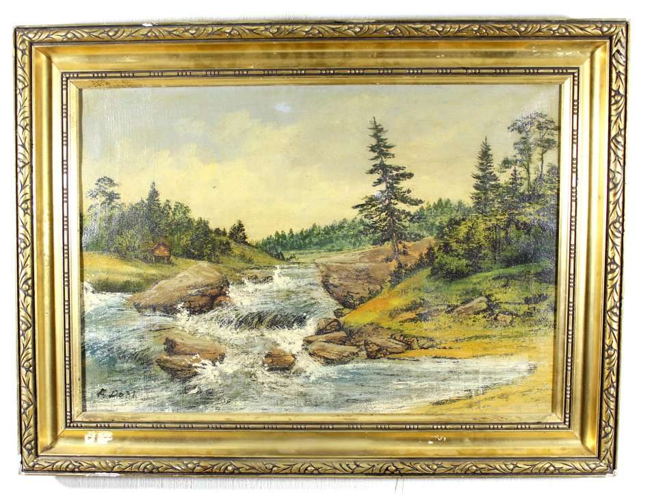 F Pohl - River stream in a landscape - A beautiful painting at a giveaway price, bid now!!