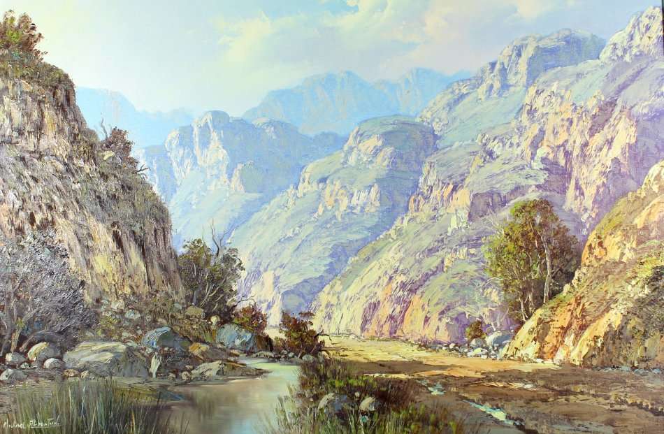 Michael Albertyn - Mountain landscape - 90cm x 60cm - A Beautiful Piece - Bid now!! **FREE COURIER**