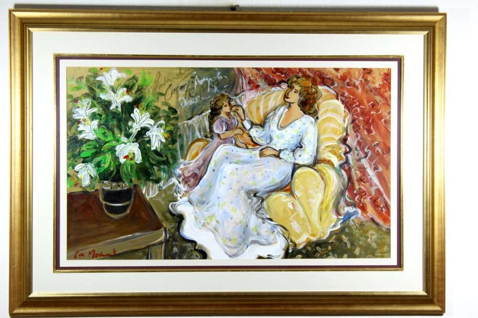 Este Mostert - Mother and child relaxing - Stunning! - 98cm x 58cm - Bid now!!