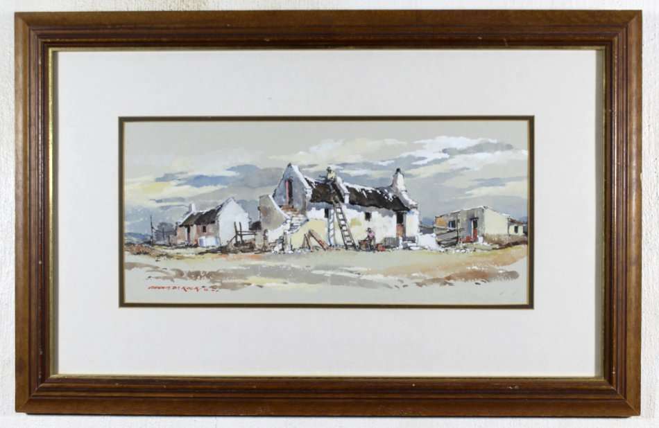 Johnnie de Kock - Cape Dutch houses - A beautiful painting!! - Bid now!!