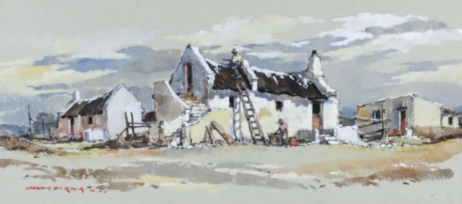 Johnnie de Kock - Cape Dutch houses - A beautiful painting!! - Bid now!!