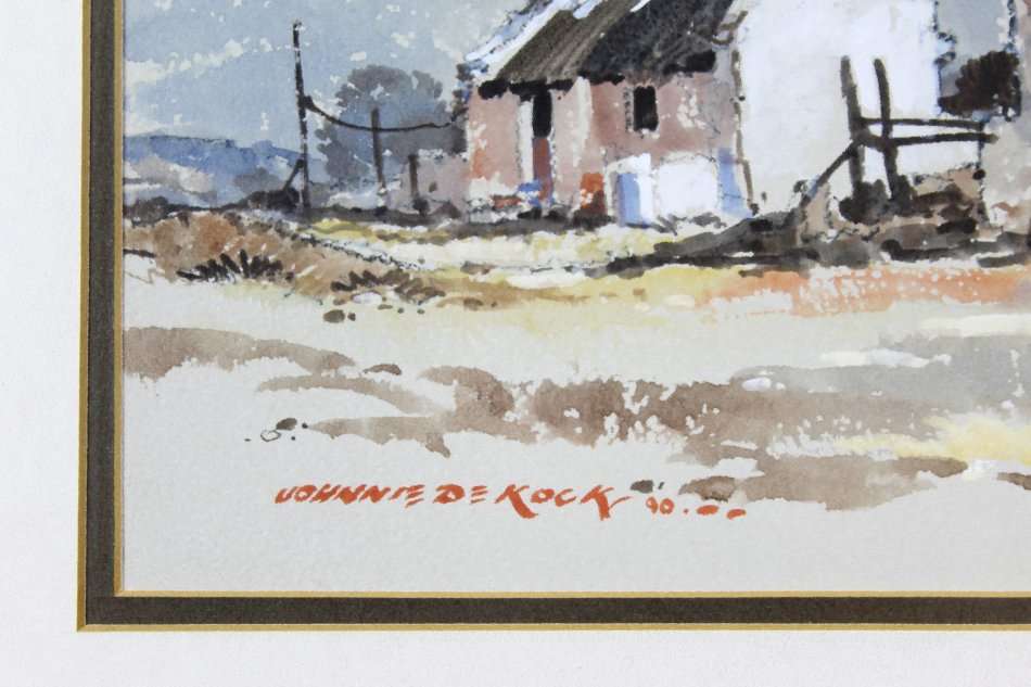 Johnnie de Kock - Cape Dutch houses - A beautiful painting!! - Bid now!!