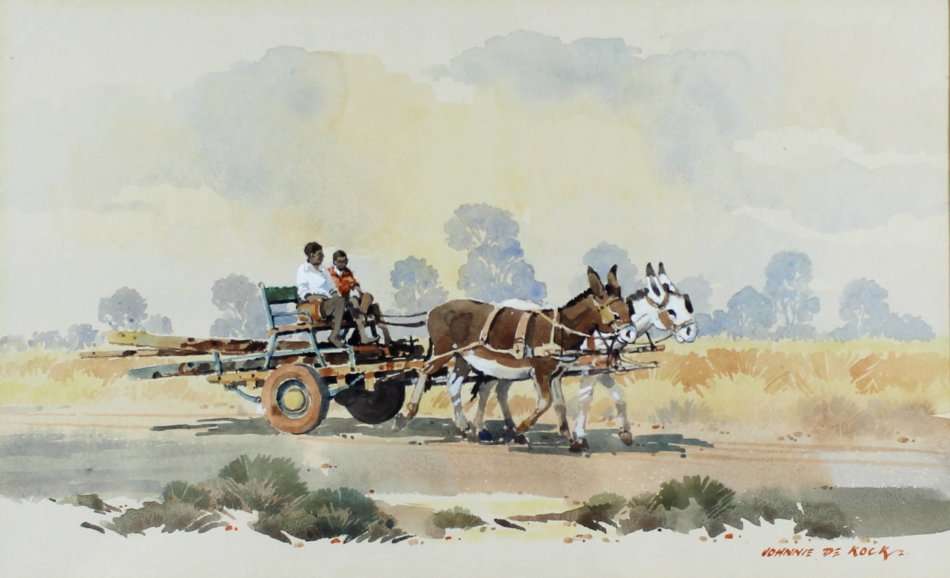 Johnnie de Kock - Donkey cart - A beautiful painting!! - Bid now!!