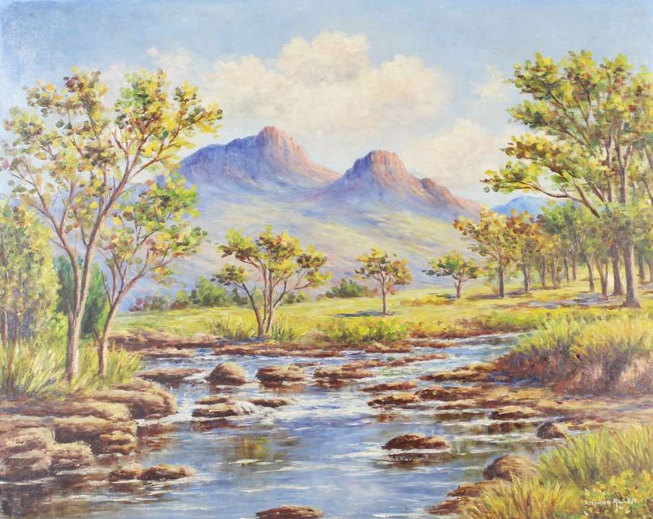 Norah Allen - River scene - Beautiful!! - Low price, bid now!!