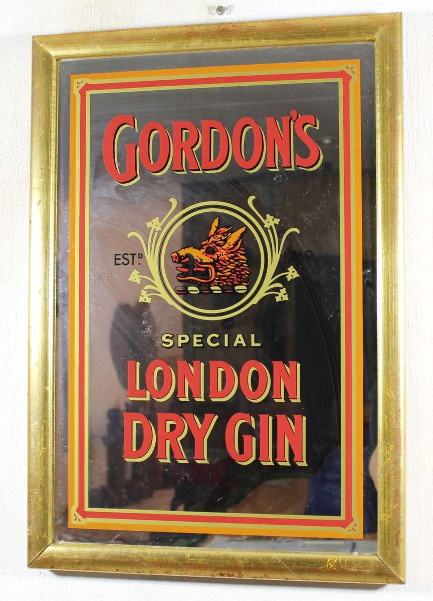 Gordon`s Dry Gin - Vintage mirror - A must have for the bar, bid now!!