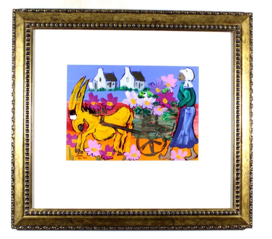 Jana du Toit - Donkey cart with flower lady - Beautiful!! - Bid now!