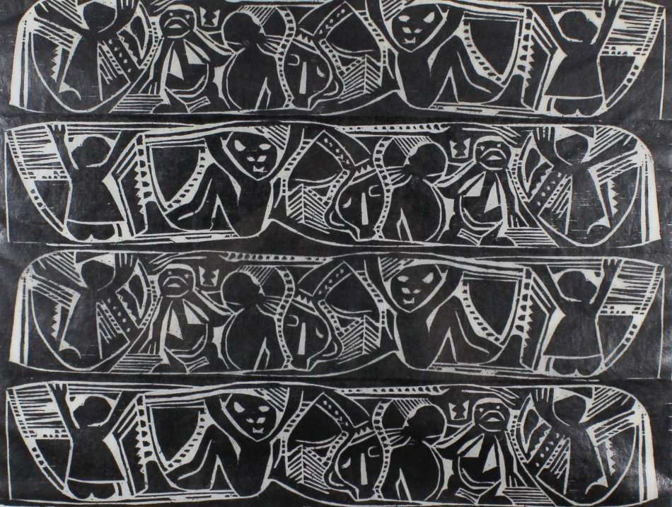 I Nkoane - Mural -  A beautiful limited edition woodcut! Bid now!