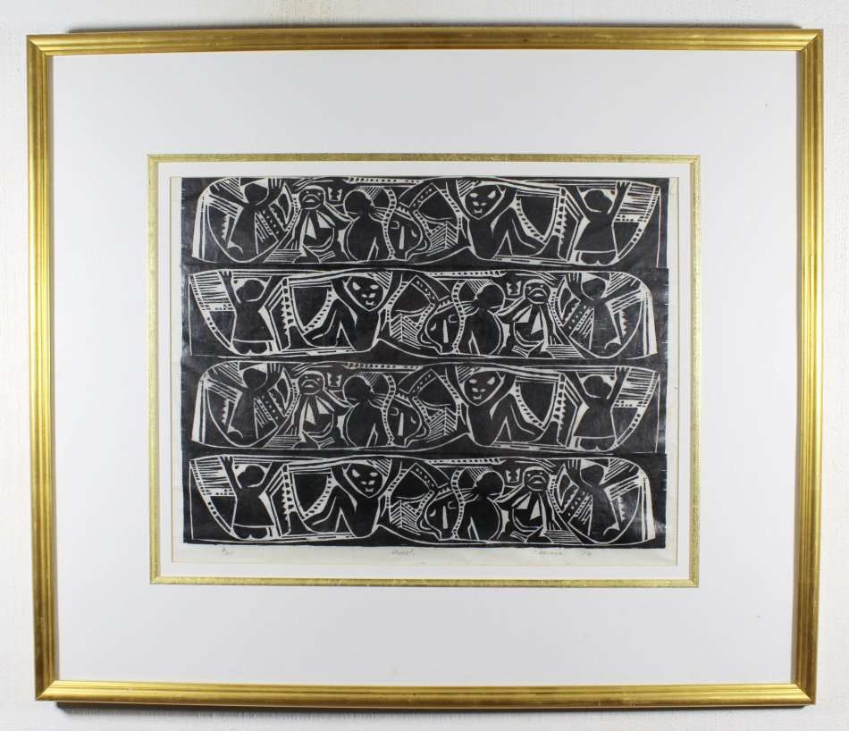 I Nkoane - Mural -  A beautiful limited edition woodcut! Bid now!