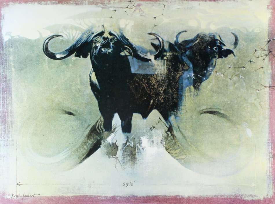 Keith Joubert - Limited edition lithoprint - The Cape Buffalo - Offered at a low price! Bid now!