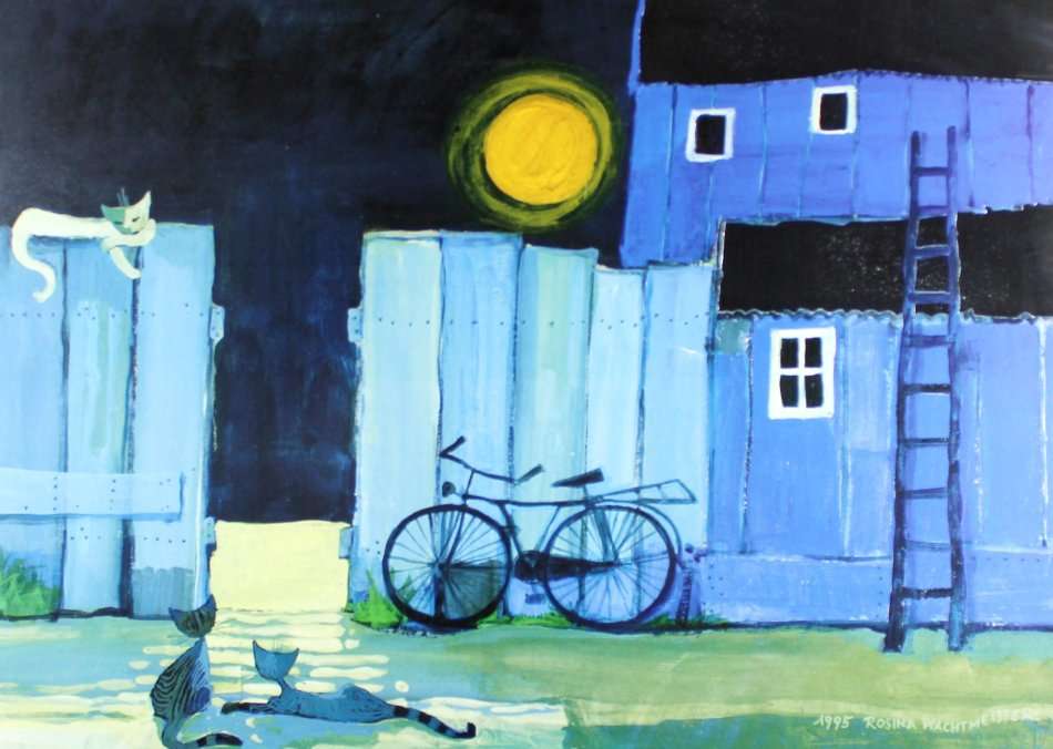 Rosina Wachtmeister - Bicycle at the fence - A beautiful piece!! Bid now!