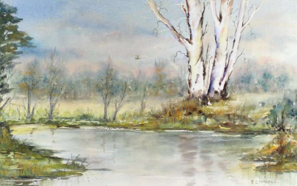 EE Borall - River scene - A beautiful watercolor!! - Bid now!