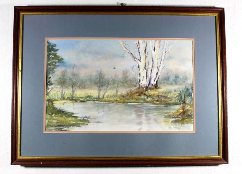 EE Borall - River scene - A beautiful watercolor!! - Bid now!