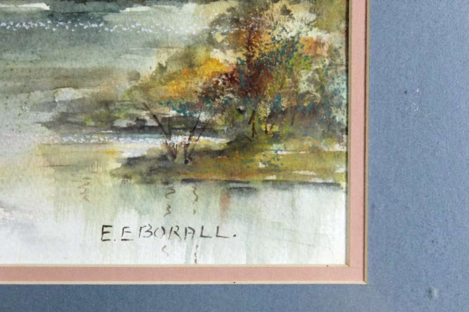 EE Borall - River scene - A beautiful watercolor!! - Bid now!
