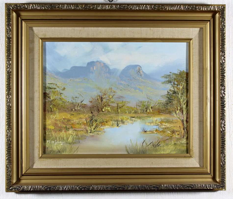 M le Grange - River at the foot of the mountains -  A beautiful painting!! Bid now!!
