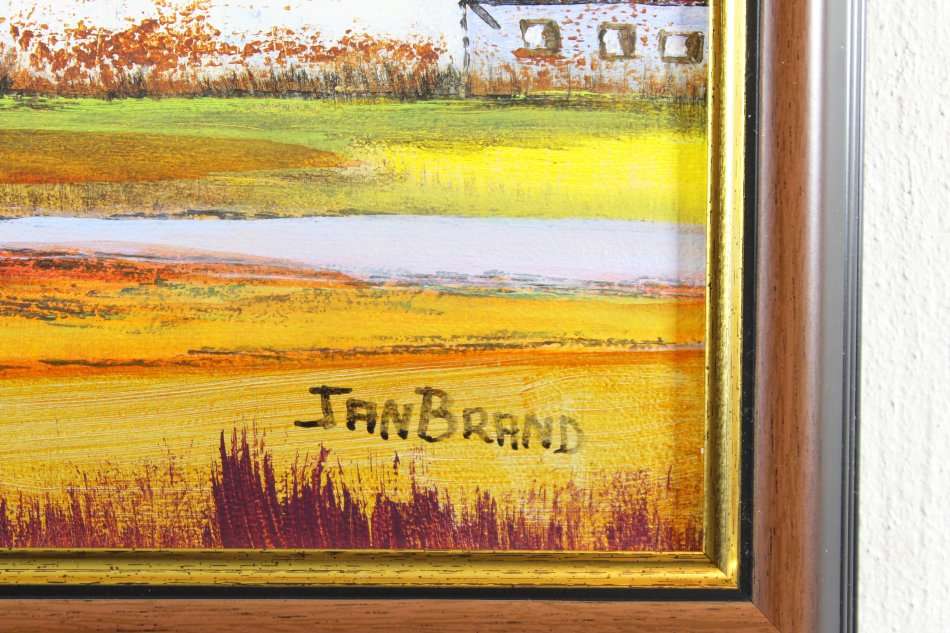 Jan Brand - Farm scene with mountains - Magnificent art!! - Bid now!