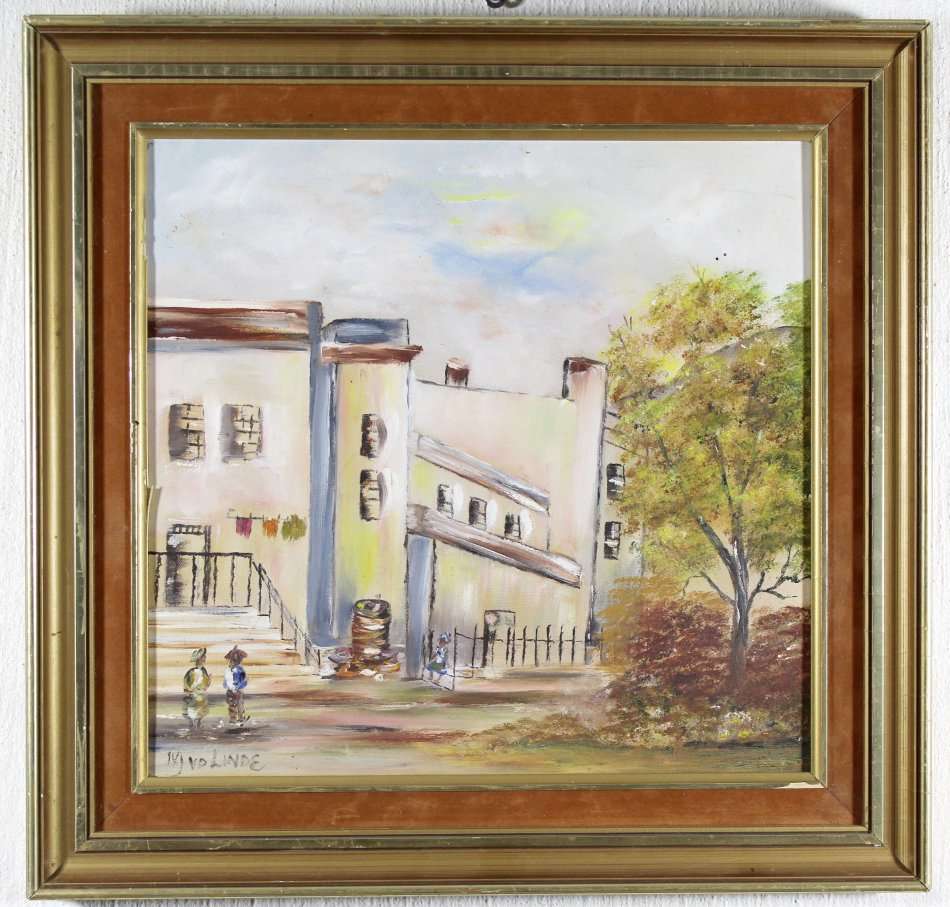 M van der Linde - Street scene - A beautiful oil painting!!