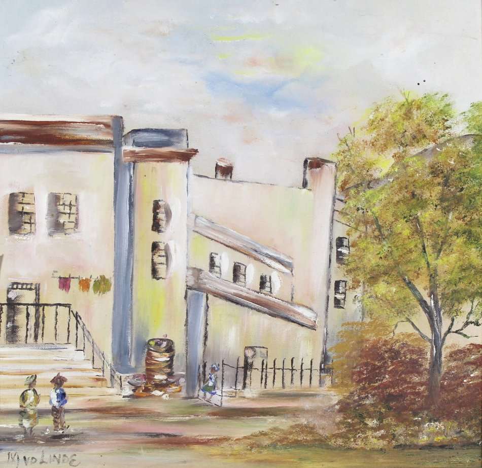 M van der Linde - Street scene - A beautiful oil painting!!