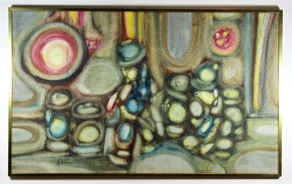 Hargreaves Ntukwana - Very large oil 139cm x 84cm - Abstract figures - A stunner, bid now!!