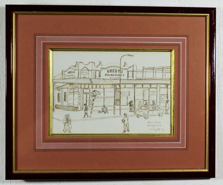 EJ Rogoff - Besit Street Doornfontein - A beautiful pencil drawing! Bid now!