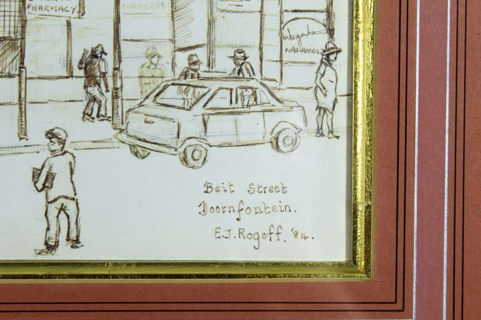EJ Rogoff - Besit Street Doornfontein - A beautiful pencil drawing! Bid now!