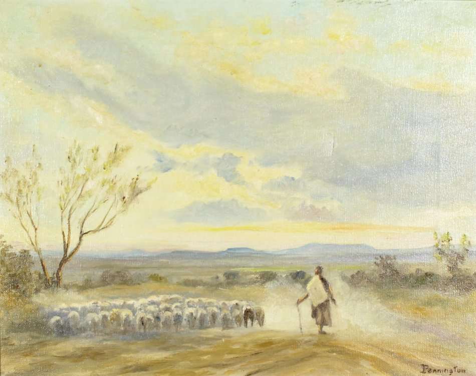 Pennington - Sheep herder - Beautiful oil painting! - Bid now!!