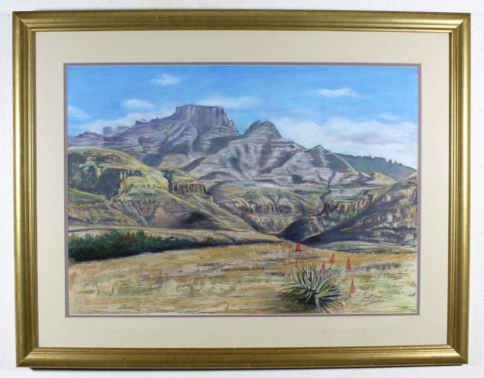 Jack Koen - Cathedral Peak Drakensberg - A lovely pastel - Bid now!!