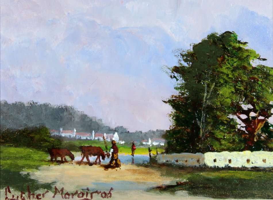 Luther Marais - Landscape with cattle herder - Investment art!! Bid now!! *Free courier!