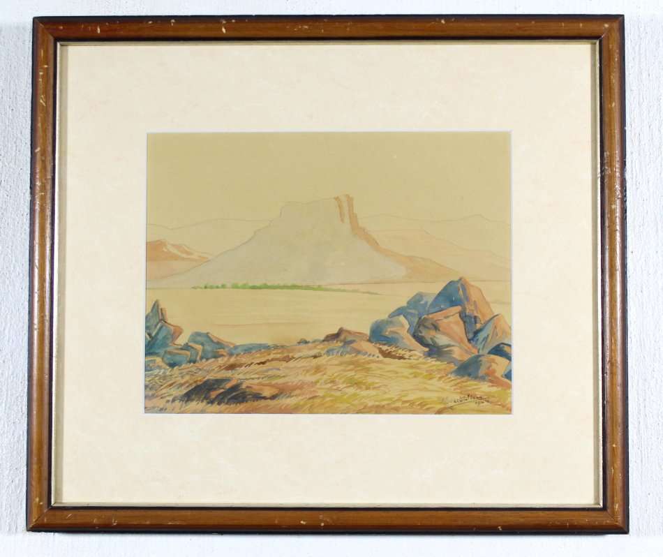 Edward Wium - Mountain scene - Dated 1944 - A beautiful watercolor - Bid now!!