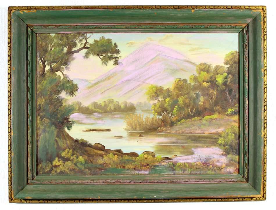 F Wort - Lake scene - A lovely oil painting - Bid now!!