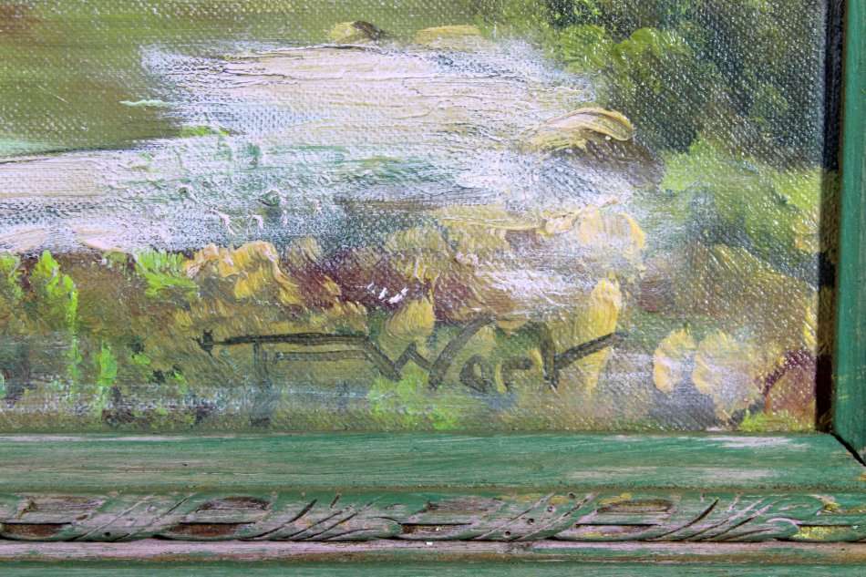 F Wort - Lake scene - A lovely oil painting - Bid now!!