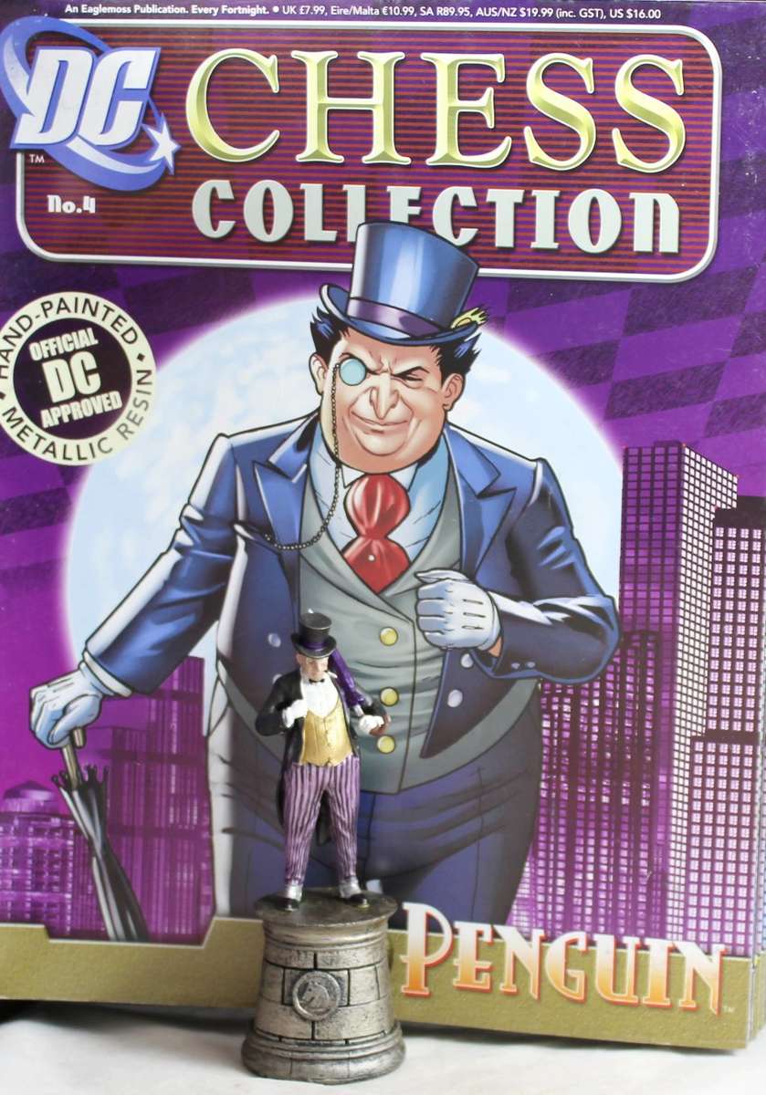 DC Chess Collection - Hand Painted Metallic Resin - Penguin + Book - Bid Now!