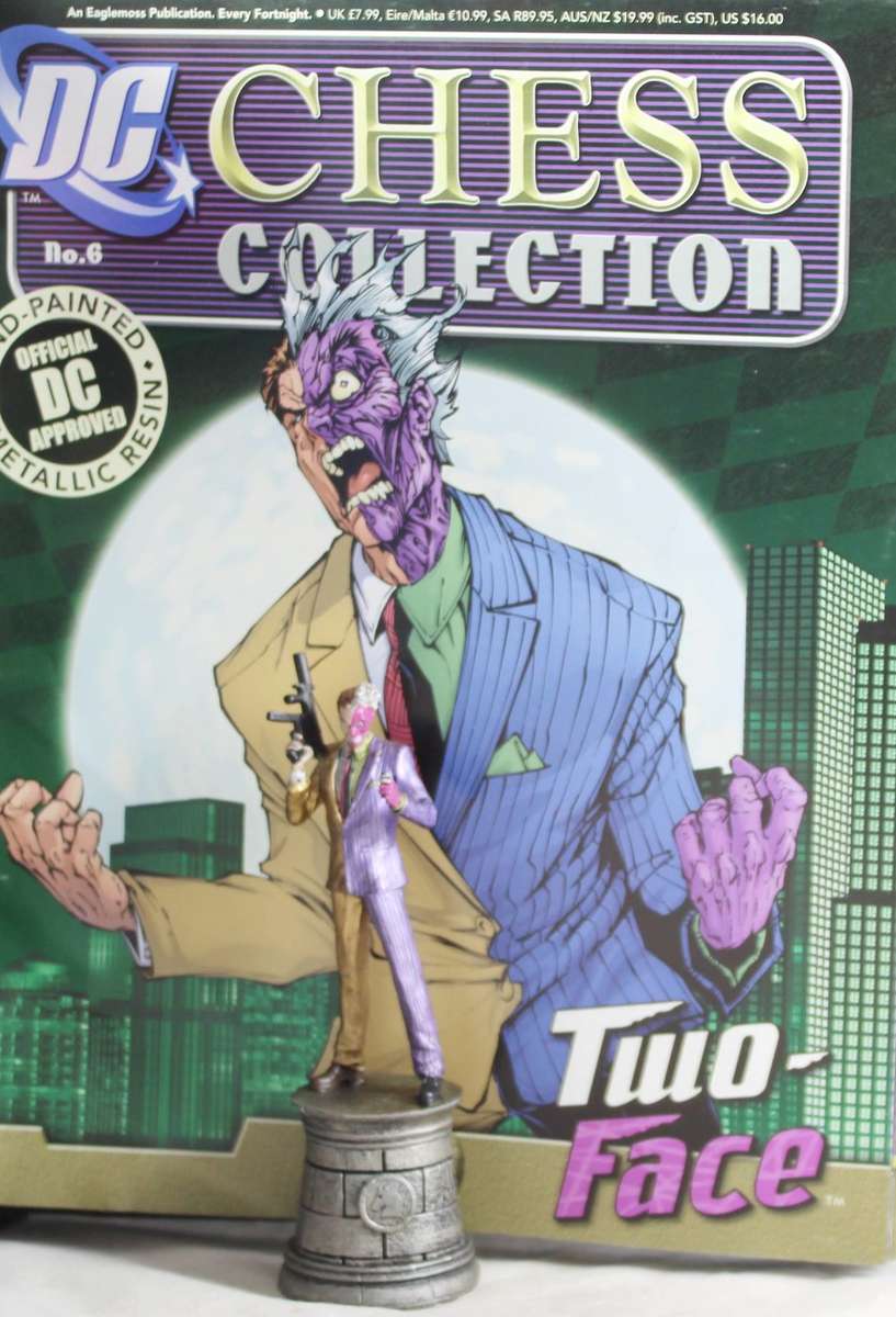 DC Chess Collection - Hand Painted Metallic Resin - Two Face + Book - Bid Now!
