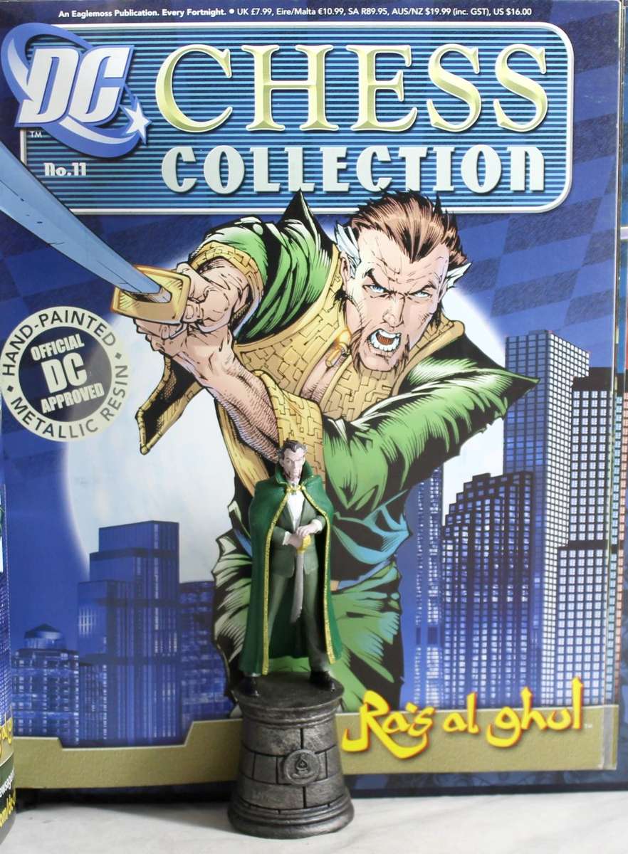 DC Chess Collection - Hand Painted Metallic Resin - Ra's al ghul + Book - Bid Now!