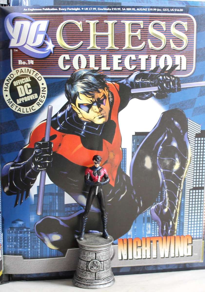 DC Chess Collection - Hand Painted Metallic Resin - Nightwing + Book - Bid Now!