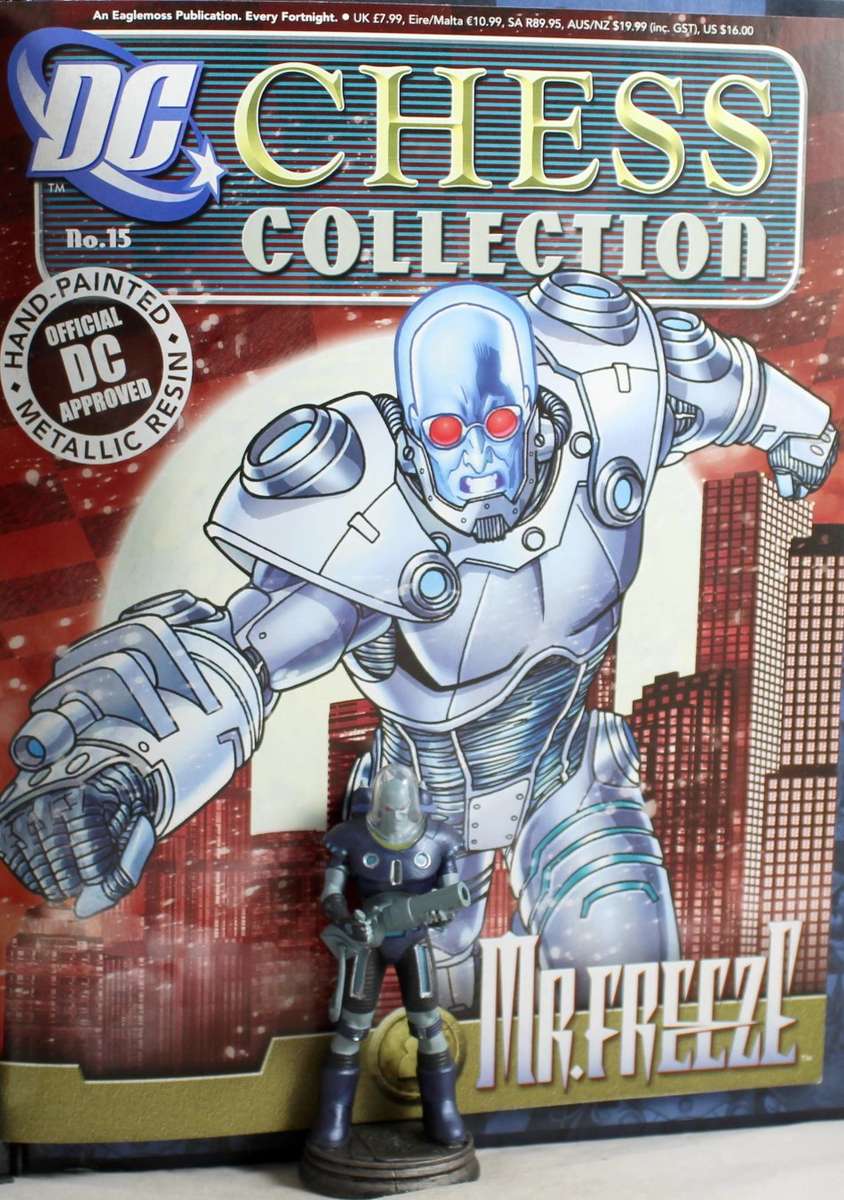 DC Chess Collection - Hand Painted Metallic Resin - Mr Freeze + Book - Bid Now!