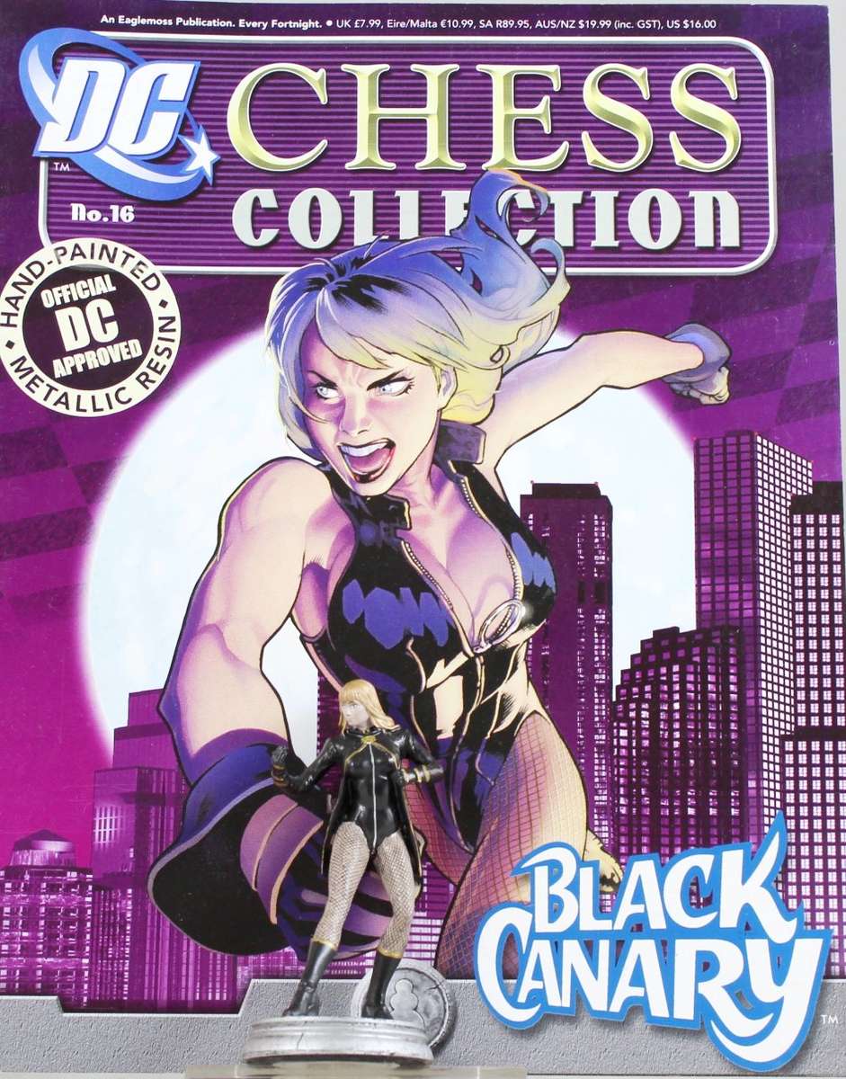 DC Chess Collection - Hand Painted Metallic Resin - Black Canary + Book - Bid Now!