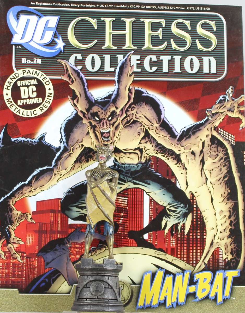 DC Chess Collection - Hand Painted Metallic Resin - Man-Bat + Book - Bid Now!