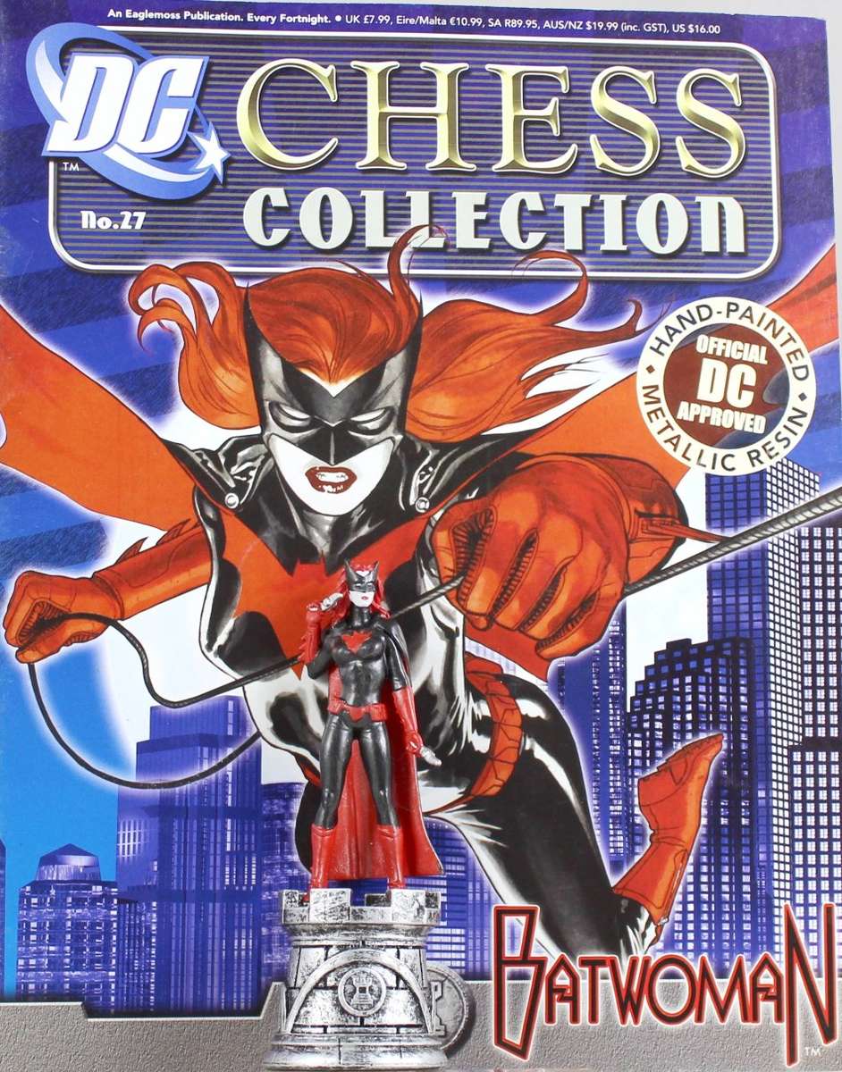 DC Chess Collection - Hand Painted Metallic Resin - Batwoman + Book - Bid Now!