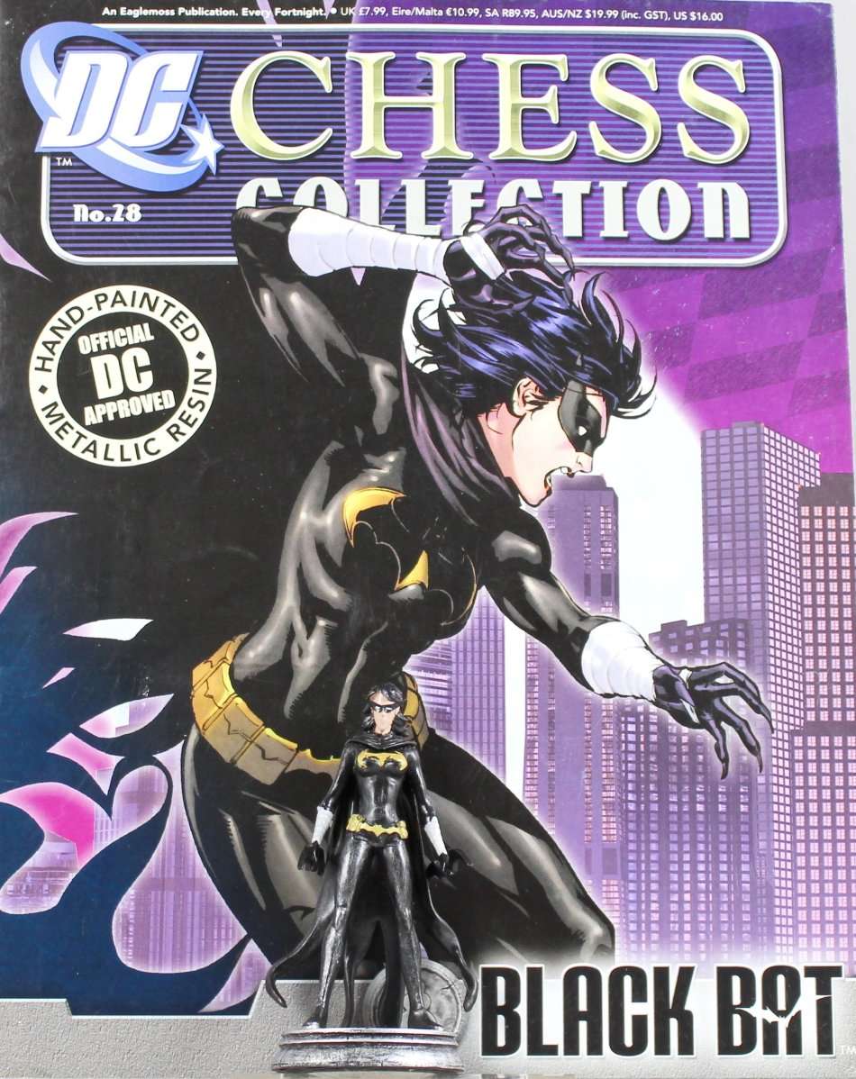 DC Chess Collection - Hand Painted Metallic Resin - Black Bat + Book - Bid Now!