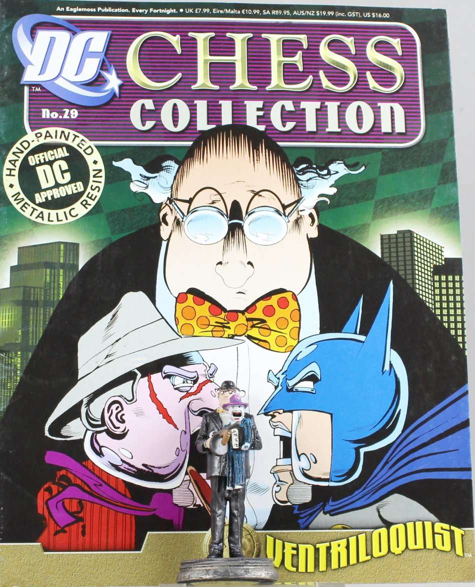 DC Chess Collection - Hand Painted Metallic Resin - Ventriloquist + Book - Bid Now!