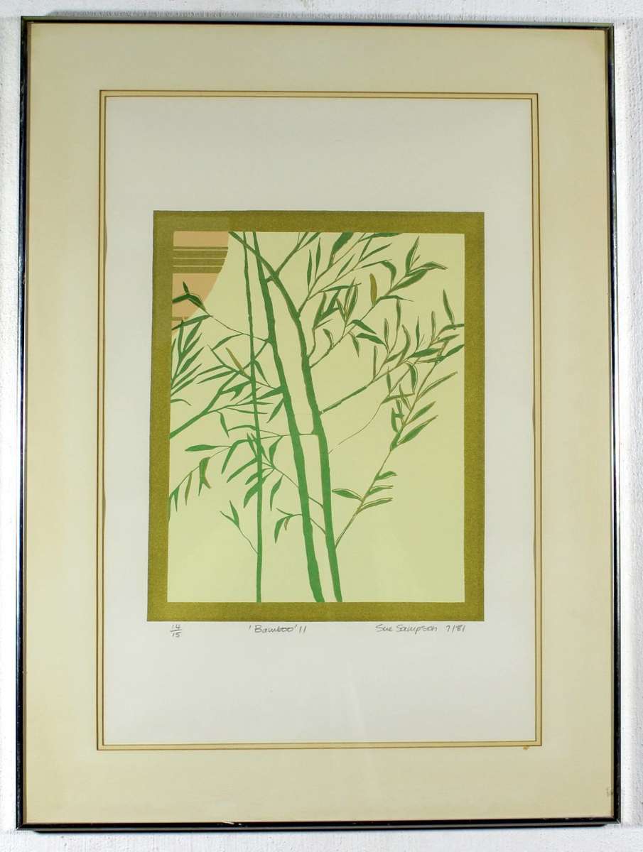 Sue Sampson - Bamboo II - Limited edition screen print - A treasure! Bid now!