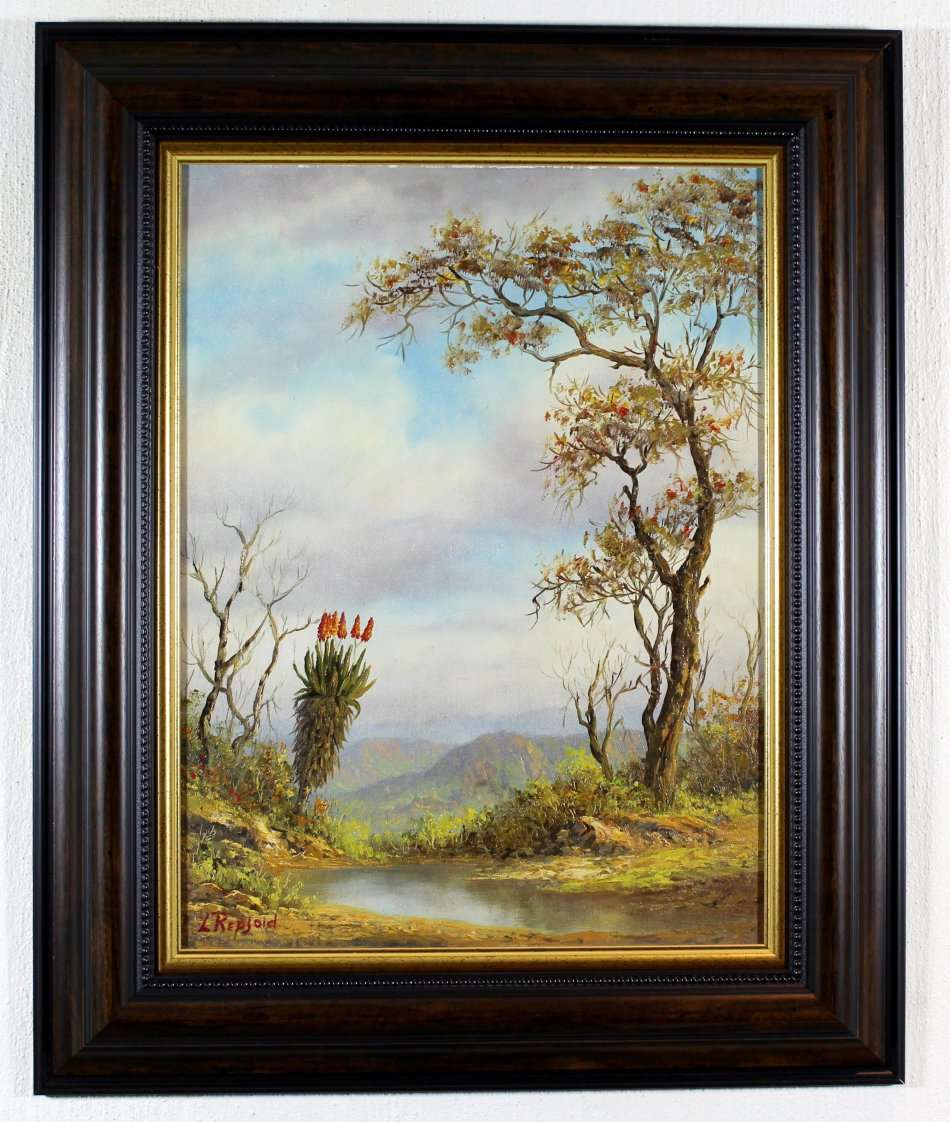 Louise Repsold - Large tree with Aloe overlooking a valley - A stunning treasure!! - Bid now!