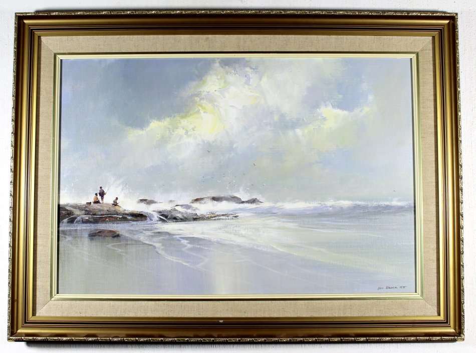 Mel Brigg - Seascape with fisherman - Investment art at its finest! - Bid now!!