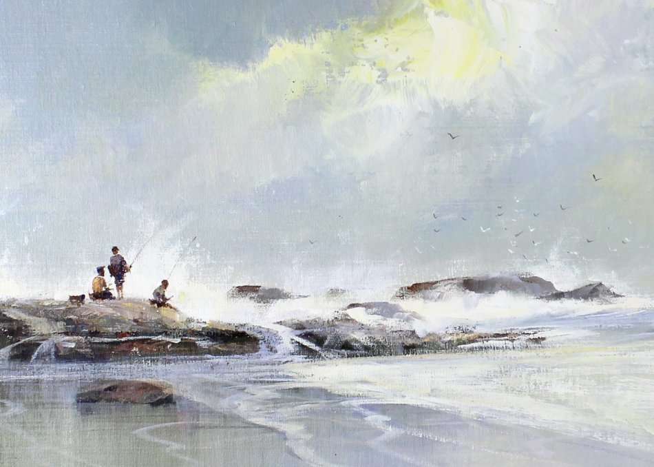 Mel Brigg - Seascape with fisherman - Investment art at its finest! - Bid now!!